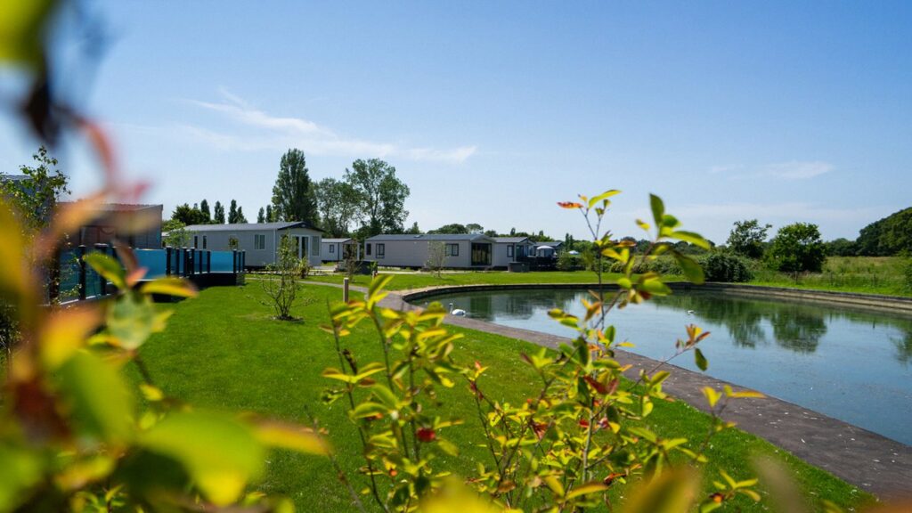 Mill Rythe holiday park by a lake