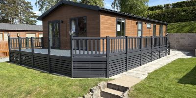 Aspire Menai Lodge for Sale with decking in Mid Wales