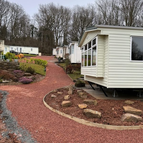 Pathway leading to holiday homes.