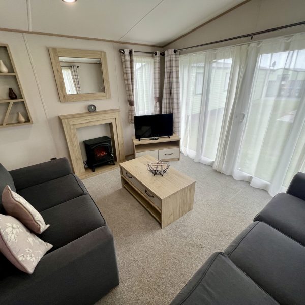 Modern living room with cosy decor