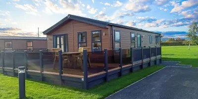 Modern lodge with spacious outdoor decking.