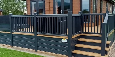 Modern cabin with stylish decking.