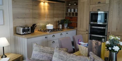 Modern kitchen with rustic wooden features
