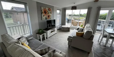 Bright, modern living room with comfort.